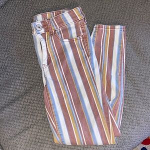 American Eagle Striped Skinny Jeans